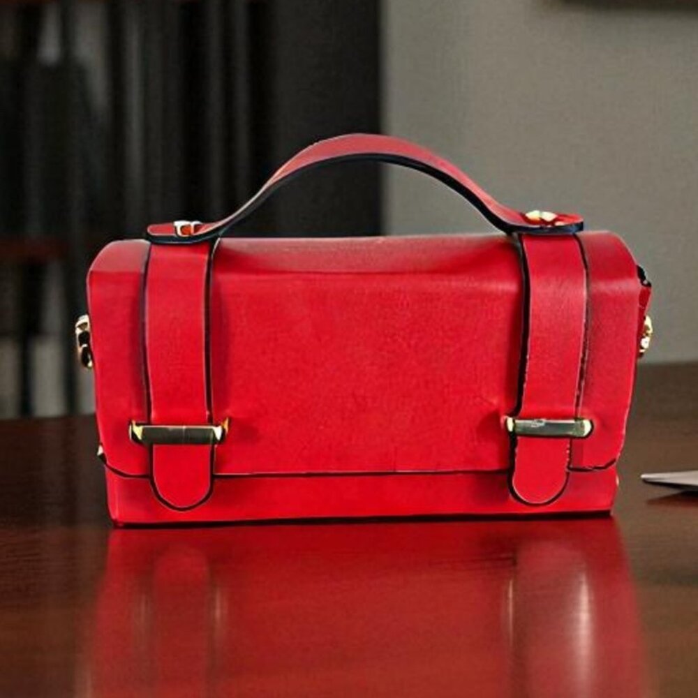 Lily Red Italian Leather Handbag for Women – Luxury Designer Shoulder